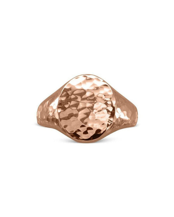 Hammered Rose Gold Signet Ring Ring Pruden and Smith