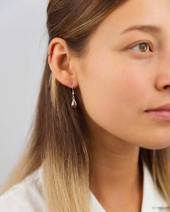Hammered Silver Teardrop Dangly Earrings Earrings Pruden and Smith