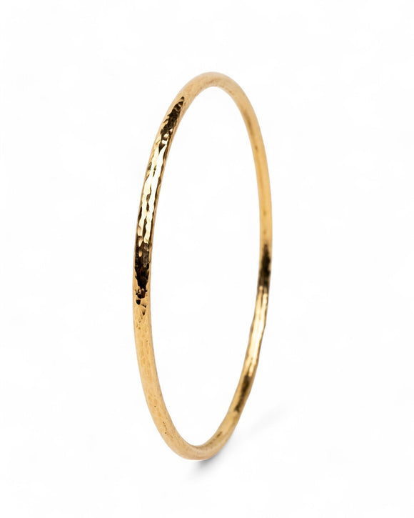 Hammered Solid 9ct Gold Round Bangle Bangle Pruden and Smith