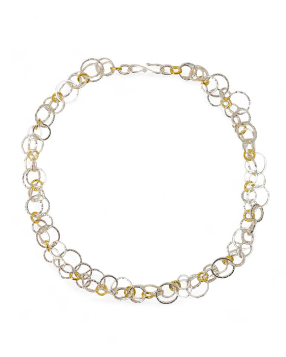 Hammered Two Tone Chain Necklace Necklace Pruden and Smith