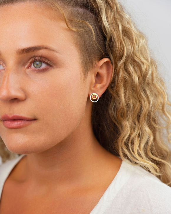 Hammered Two Tone Rough Stud Earrings Earrings Pruden and Smith