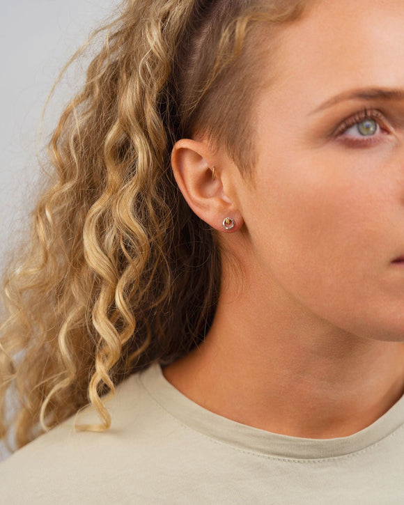 Hammered Two Tone Rough Stud Earrings (Dainty) Earrings Pruden and Smith