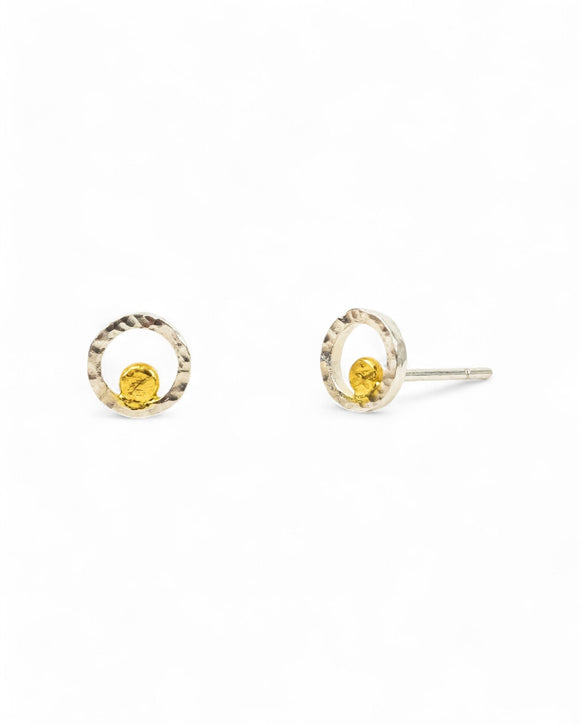 Hammered Two Tone Rough Stud Earrings (Dainty) Earrings Pruden and Smith