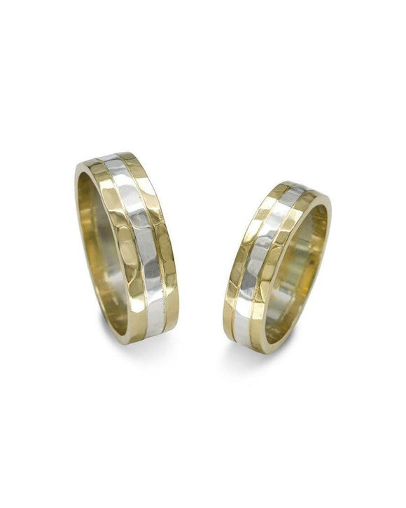 Hammered Two Tone Wedding Rings Ring Pruden and Smith
