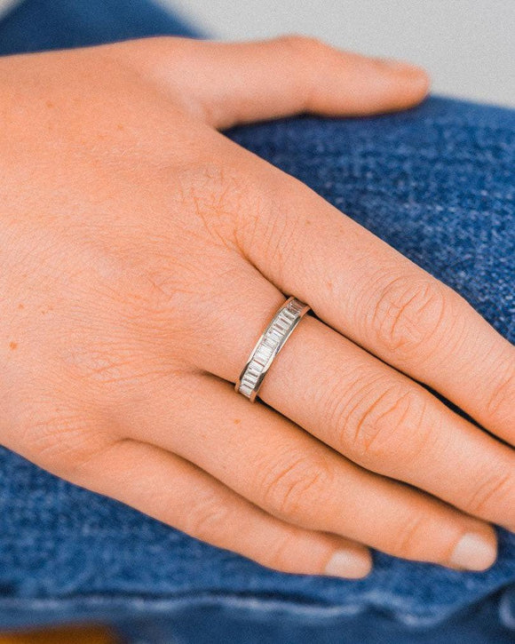 Hinged Baguette Diamond Platinum Eternity Ring Ring Pruden and Smith