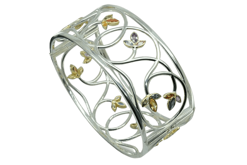 Remodelled Hinged Bangle with Gemstones