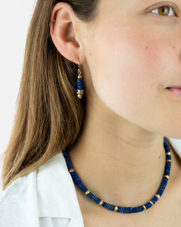 Lapis Lazuli Disc Earrings Earrings Pruden and Smith
