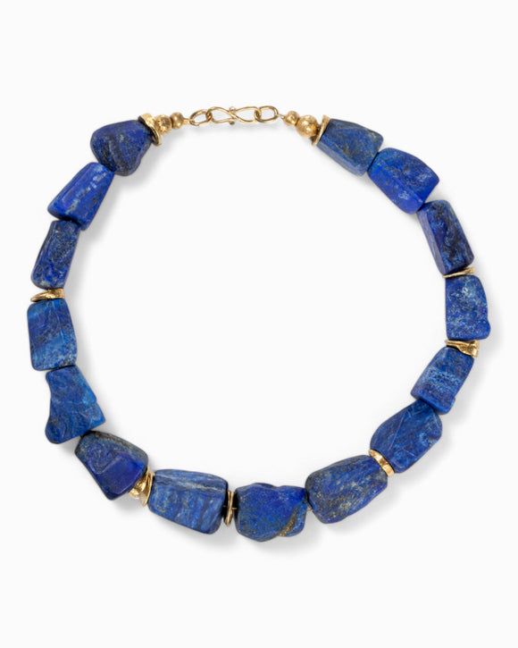 Lapis Lazuli Gold Nugget Necklace Necklace Pruden and Smith
