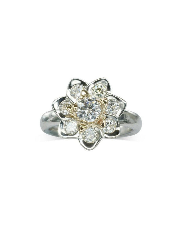 Lotus Flower Diamond Flower Cluster Ring Ring Pruden and Smith