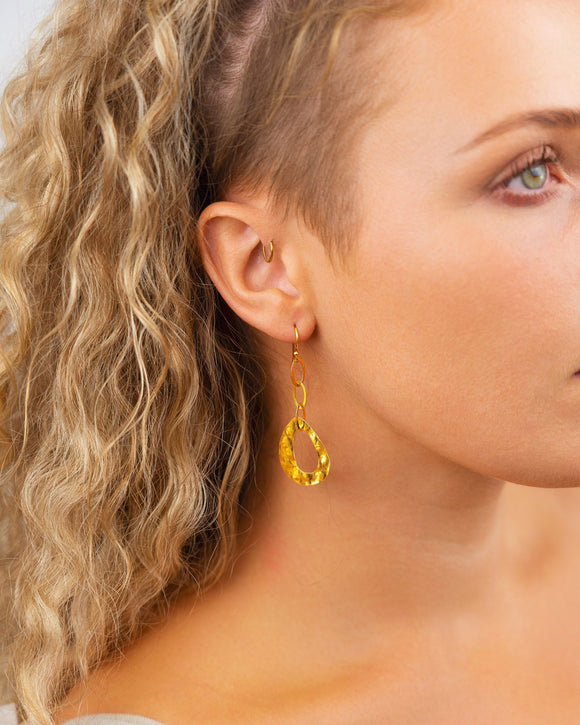 Marwar Hammered Loop Silver Dangly Earrings Earrings Pruden and Smith