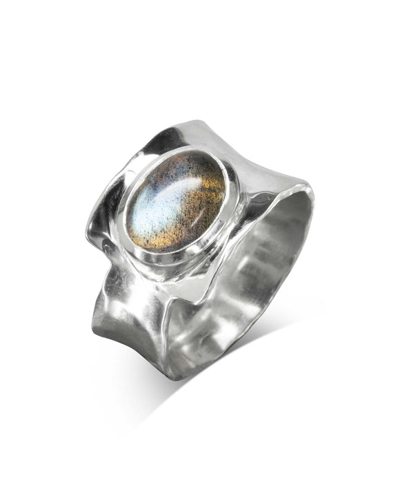 Unique Hammered Labradorite Silver Ring Ring Pruden and Smith