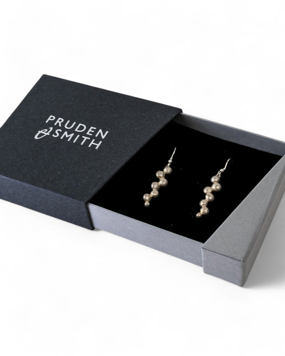 Multi Nugget Silver Drop Earrings Earrings Pruden and Smith