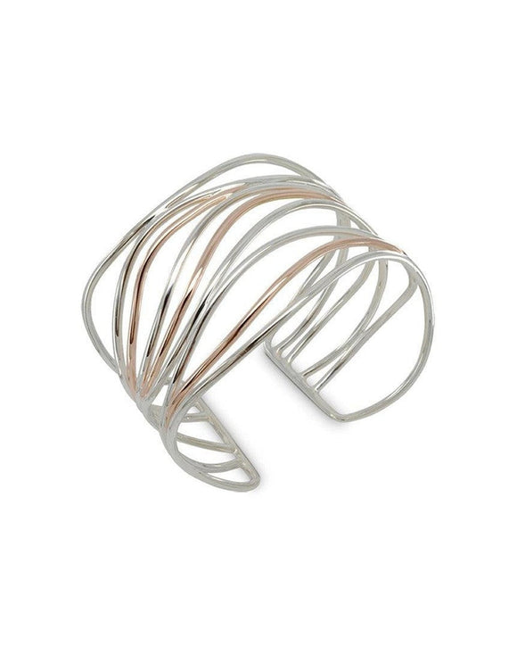 Nine Strand 9ct Rose Gold and Silver Cuff Bangle Bangle Pruden and Smith