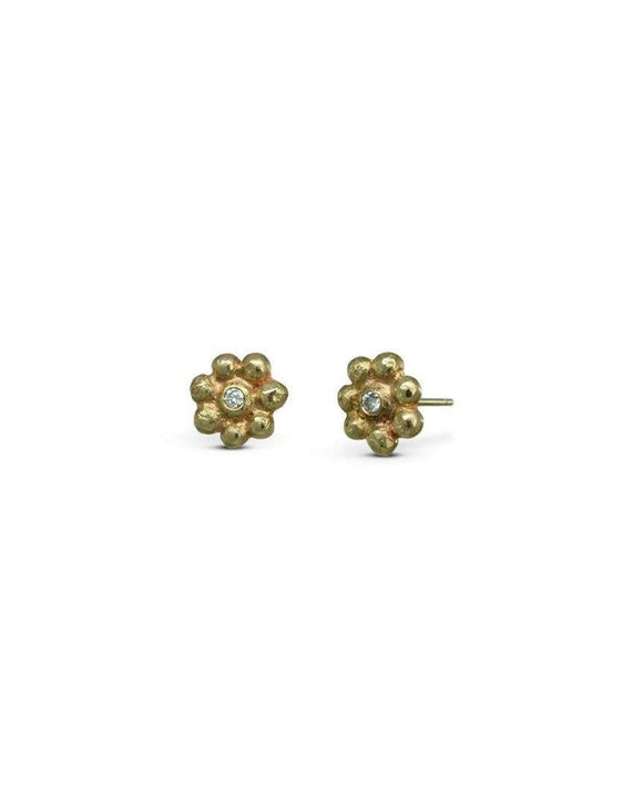 Nugget 9ct Gold Diamond Stud Earrings Earrings Pruden and Smith