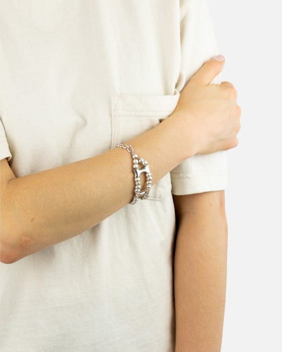 Nugget and Bone Silver Bracelet Bracelet Pruden and Smith