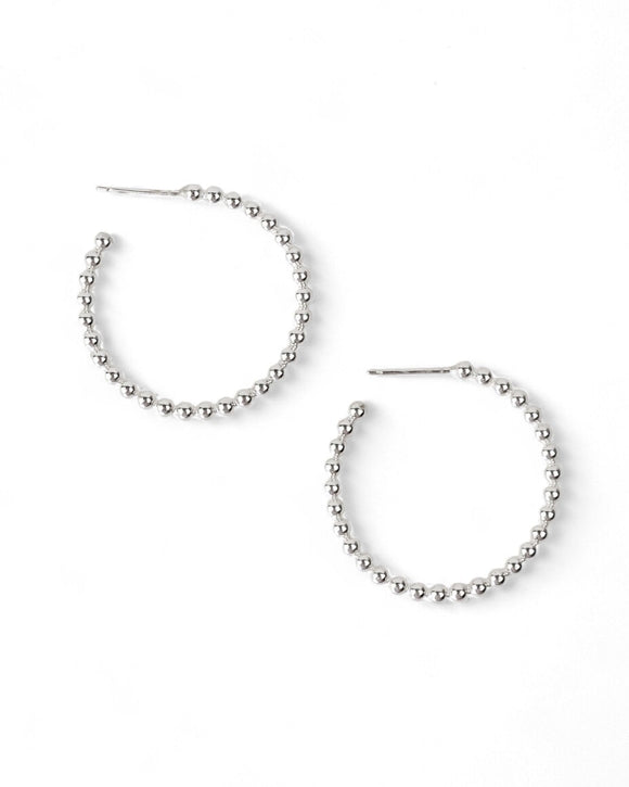 Nugget Bead Silver Hoop Earrings Earrings Pruden and Smith