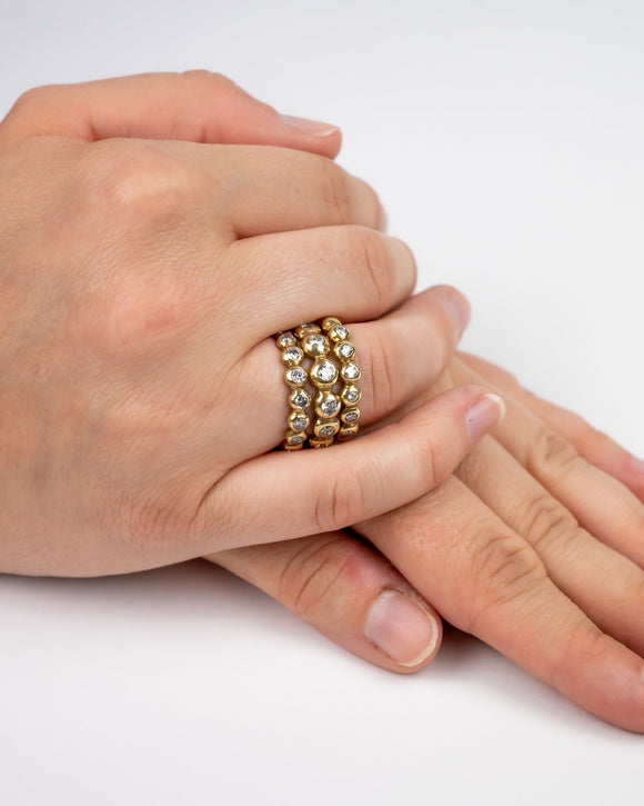 Nugget Diamond and Gold Stacking Ring Set Ring Pruden and Smith