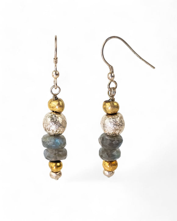 Nugget Faceted Gemstone Dangly Earrings Earrings Pruden and Smith