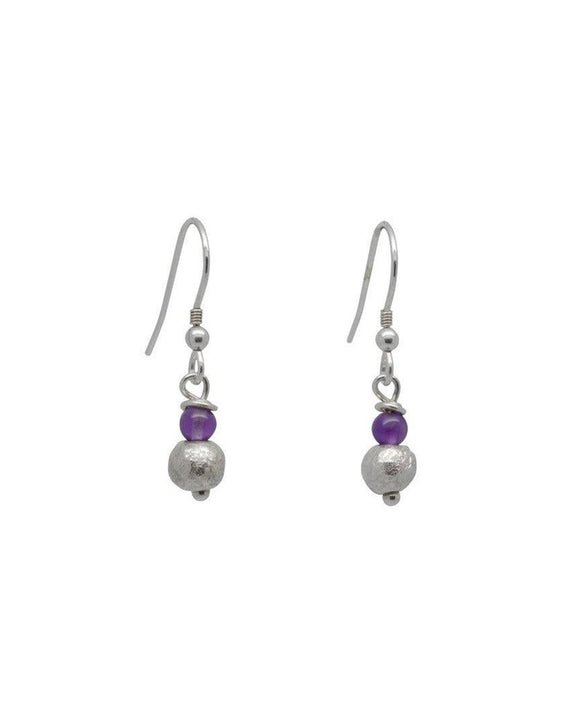 Nugget Silver and Amethyst Drop Earrings Earrings Pruden and Smith