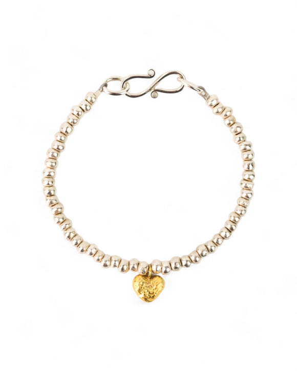 Nugget Silver and Gold Heart Bracelet Bracelet Pruden and Smith