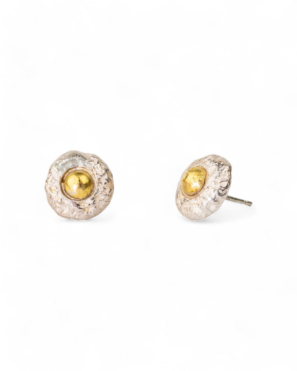 Nugget Silver and Gold Stud Earrings (12mm) Earrings Pruden and Smith