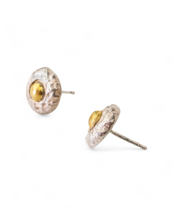 Nugget Silver and Gold Stud Earrings (12mm) Earrings Pruden and Smith