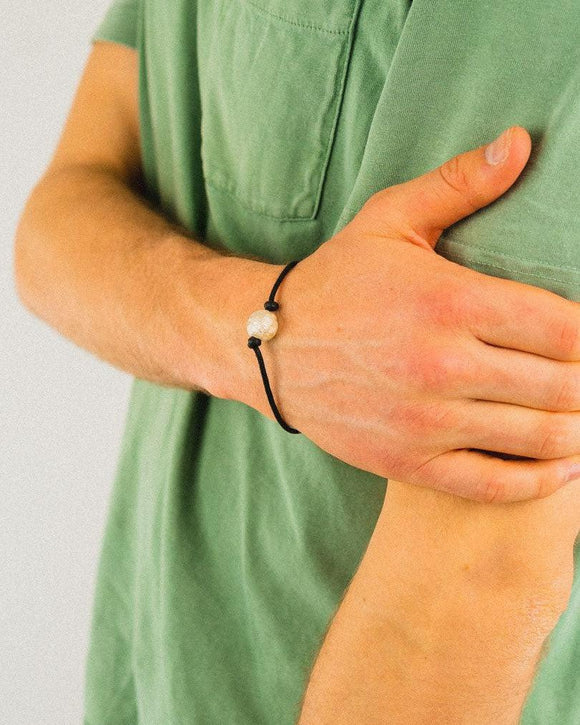 Nugget Silver Bead with Faux Leather Bracelet Bracelet Pruden and Smith