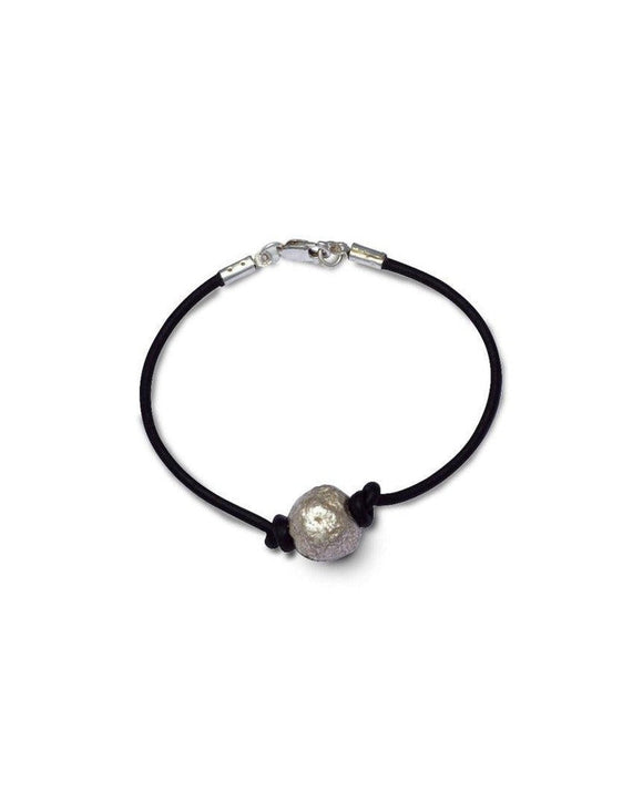 Nugget Silver Bead with Faux Leather Bracelet Bracelet Pruden and Smith