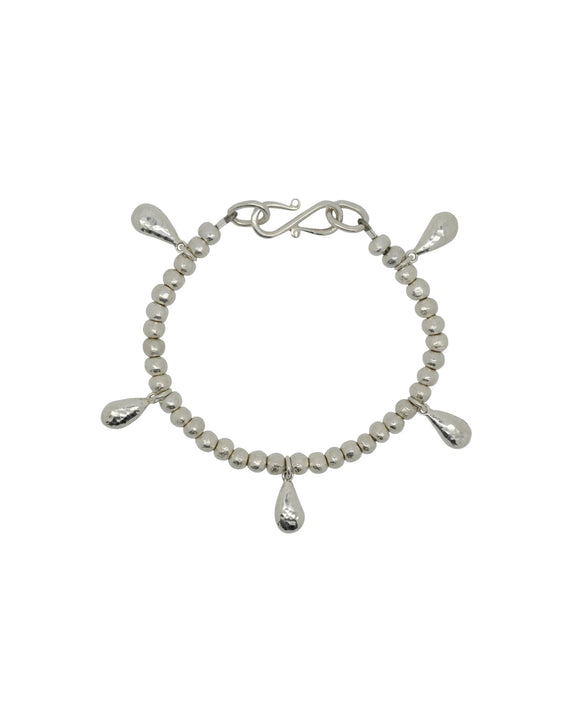 Nugget Silver Teardrop Charm Bracelet Bracelet Pruden and Smith