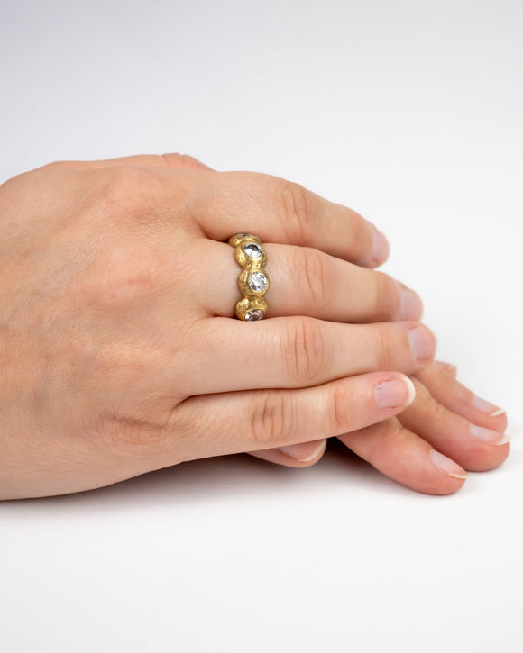 Nugget Yellow Gold Diamond Eternity Ring Ring Pruden and Smith