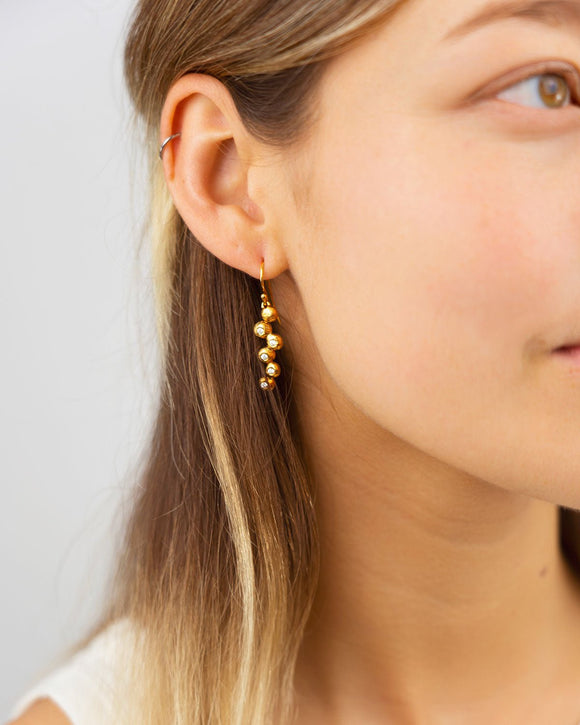 Nugget Yellow Gold Multi Diamond Drop Earrings Earrings Pruden and Smith