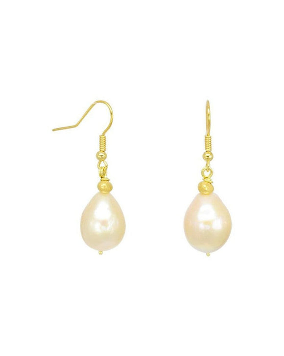 Nugget Yellow Gold Pearl Drop Earrings Earrings Pruden and Smith