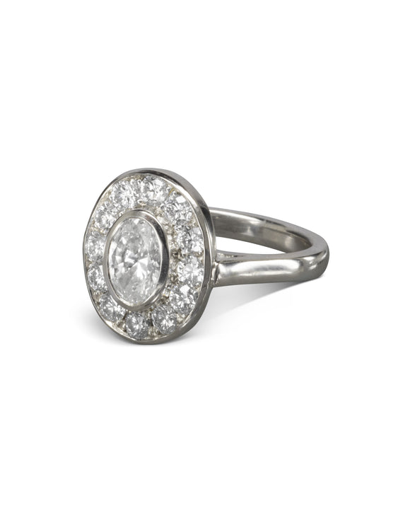 Oval Diamond Platinum Cluster Ring Ring Pruden and Smith