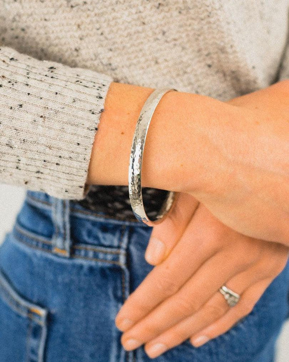 Oval Solid Silver Bangle (8mm) Bangle Pruden and Smith