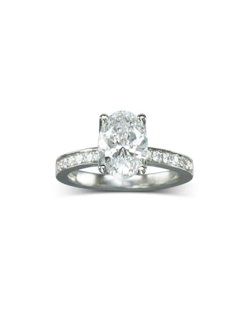 Claw Oval Diamond Engagement Ring and Pavé Set Diamond Band Ring Pruden and Smith   