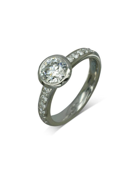 Pavé Rub Over Diamond Engagement Ring Ring Pruden and Smith