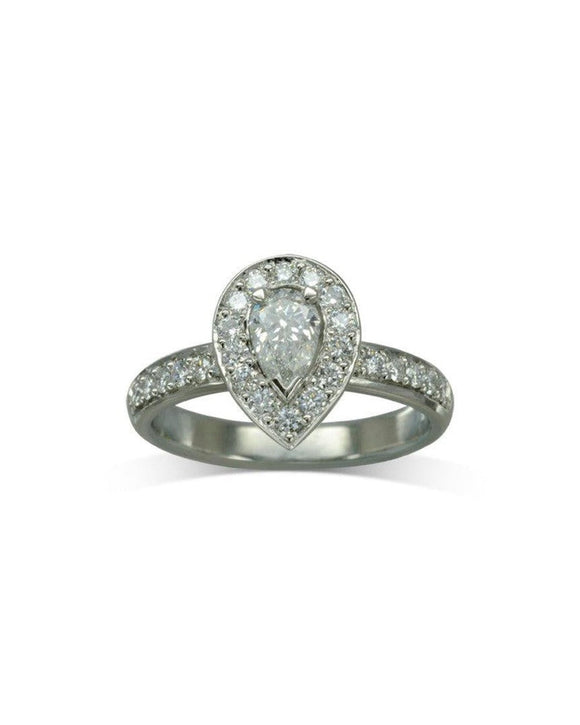 Pear Shaped Diamond Cluster Engagement Ring Ring Pruden and Smith