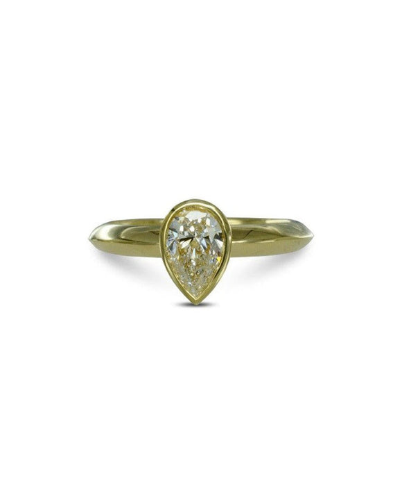 Pear Shaped Yellow Gold Solitaire Engagement Ring Ring Pruden and Smith
