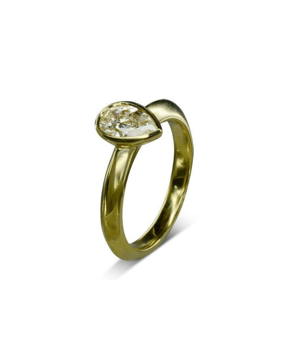 Pear Shaped Yellow Gold Solitaire Engagement Ring Ring Pruden and Smith