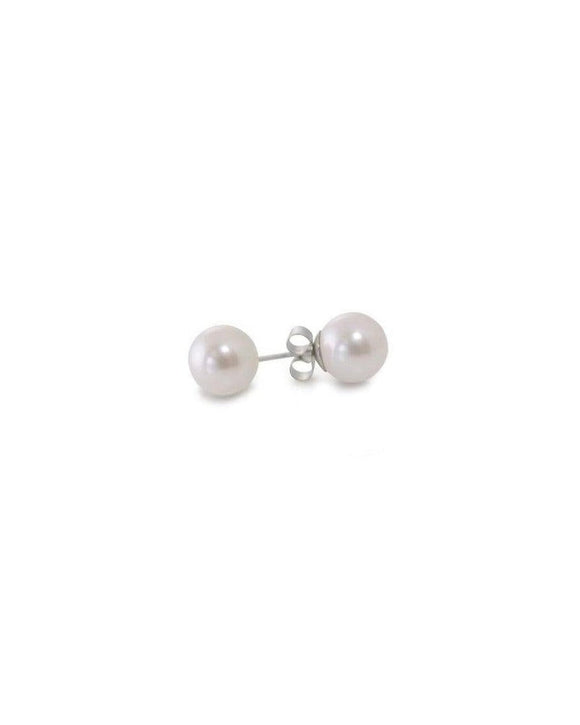 Pearl White Gold Stud Earrings (Large) Earrings Pruden and Smith 8mm Fresh Water Pearl