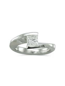 Flat Twist Platinum Princess Cut Diamond Engagement Ring Ring Pruden and Smith   