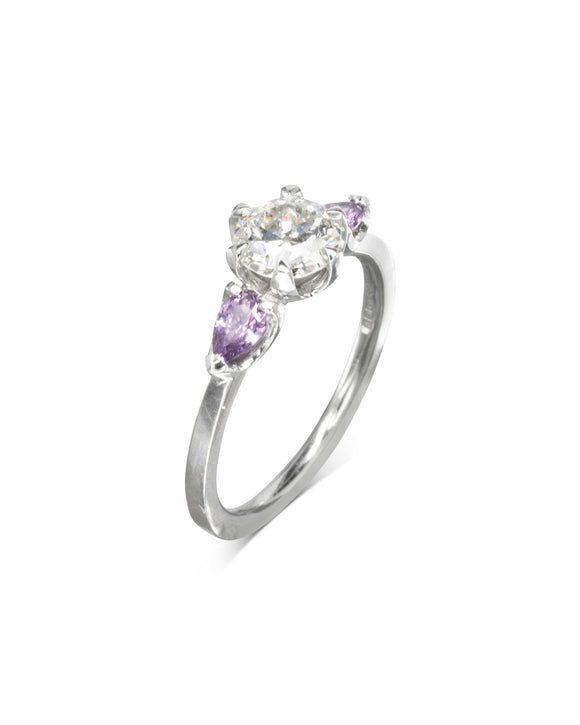 Purple Sapphire and Diamond Trilogy Ring Ring Pruden and Smith