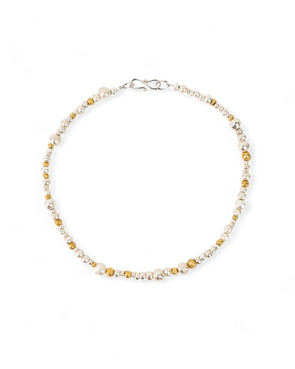 Random Nugget Silver and Gold Necklace Necklace Pruden and Smith 3-8mm