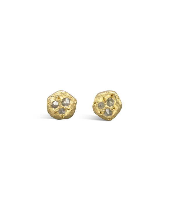 Nugget Yellow Gold Rough Diamond Stud Earrings (6mm) Pruden and Smith