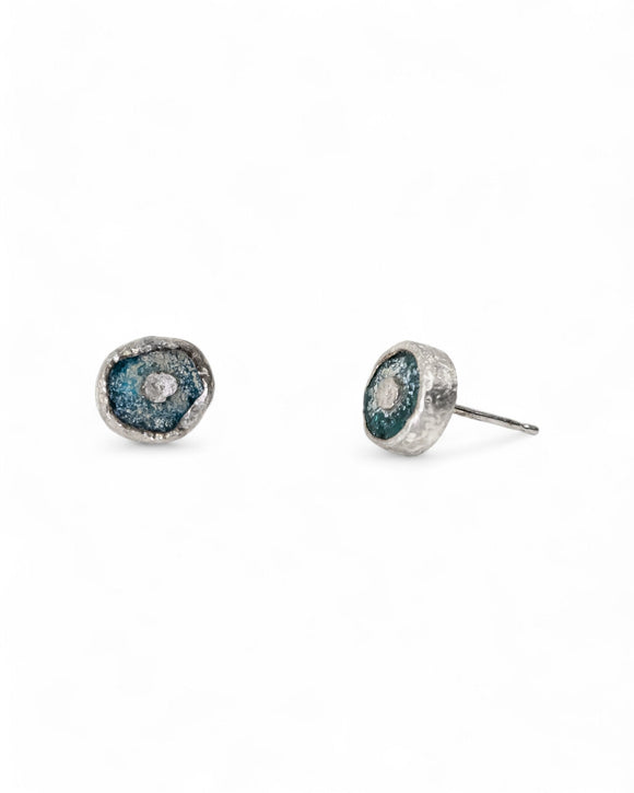 Roman Glass Round Stud Earrings (8mm) Earrings Pruden and Smith