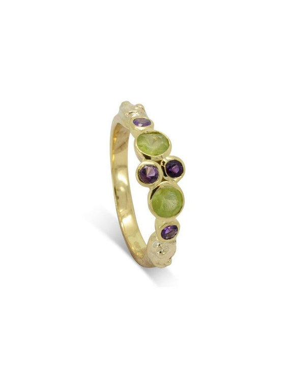 Roman Peridot and Amethyst Yellow Gold Ring Ring Pruden and Smith