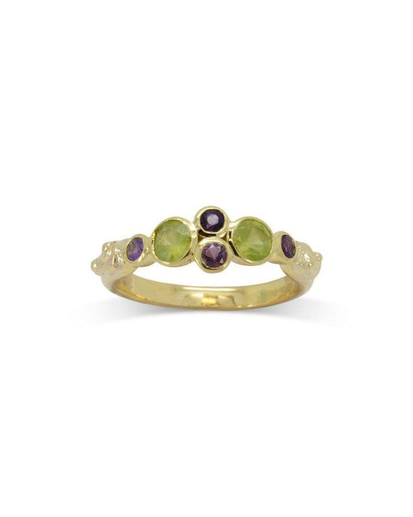 Roman Peridot and Amethyst Yellow Gold Ring Ring Pruden and Smith