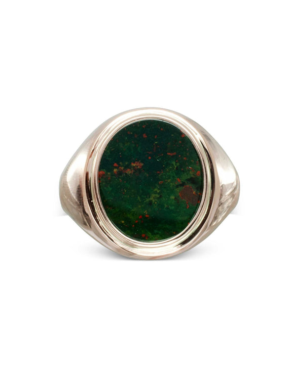 Rose Gold Bloodstone Signet Ring Ring Pruden and Smith