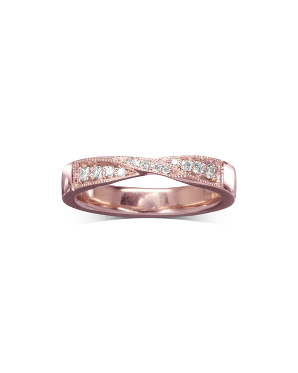 Twist Vintage Rose Gold Diamond Eternity Ring Pruden and Smith