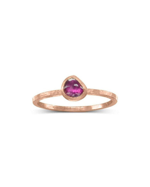 Rough Cut Ruby Stacking Ring Ring Pruden and Smith 18ct Rose Gold